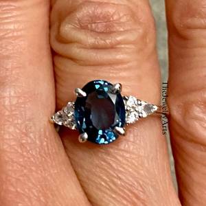 Anillo Delicado de Topacio Azul de Londres Natural para Mujer, Plata de Ley 925, Joyería de Compromiso, Piedra de Nacimiento de Noviembre, para Boda - Product Image 1