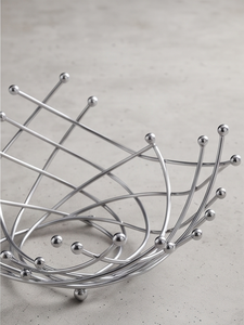 Modern Silver Metal Wire Fruit Storage Basket with Ball Ends Open Bowl Kitchen Tabletop Organizer Stand - Product Image 5