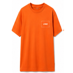 เสื้อยืดแขนสั้นผู้ชายสีส้มทรงโอเวอร์ไซส์ คอโอ ทรงลำลอง สีพื้น ย้อมสีเรียบ แบบยาว คอกลม - Product Image 1