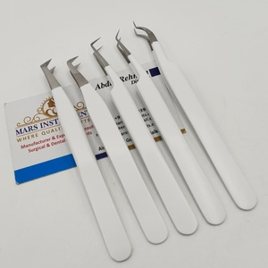 Pinces à cils de qualité supérieure, pinces blanches mates solides - Product Image 2