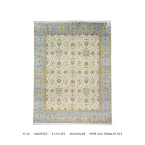 Hand Knotted Wool Silk Area <b>Rug</b> 9x12-<b>Ivory</b> Blue Floral Botanical Oriental Carpet for Living Room - Product Image 2
