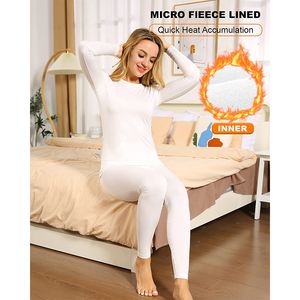 Sous-vêtements thermiques d'hiver fins et respirants en Spandex/Coton sans couture pour femmes à petite poitrine, personnalisables, type Long John - Product Image 4