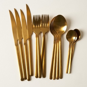 Ensemble de couverts modernes en or, en acier inoxydable durable, couteau, fourchette, cuillère, vaisselle occidentale, à prix abordable - Product Image 6
