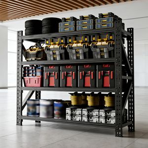 Étagère de garage robuste 5000 lb - Unité de rangement métallique réglable à 4 niveaux 63"H x 67"W x 23.7"D Capacité industrielle - Product Image 1