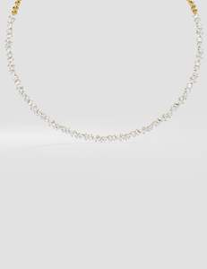 Collier tennis élégant à taille mixte avec diamants de laboratoire et naturels, en argent sterling 9KT 10KT 14KT 18KT, cadeau pour femme - Product Image 6