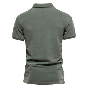 Chemises pour hommes en coton 100% tricoté, couleur unie, écologiques, décontractées, à manches courtes, col rabattu, mode streetwear - Product Image 2