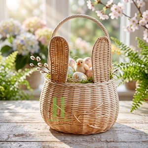 Best Seller <b>Woven</b> <b>Baskets</b> With Handle Customize Sizes Variety Colors For Easter Decorations Gifts OEM From Vietnam Wholesale - Product Image 2