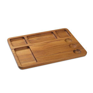 Tablero de charcutería de madera, plato y bandeja de madera de acacia respetuoso con el medio ambiente, plato grueso para servir con 4 compartimentos para servir alimentos - Product Image 5