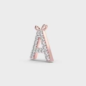 Colgante de Letra 'A' de Oro Rosa de 14K con Moissanita, Plata de Ley 925, Collar con Letra del Alfabeto Certificada de Lujo para Mujeres y Hombres - Product Image 2