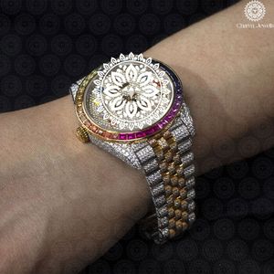Charm_Jewells Luxury Stainless Steel <b>Watch</b> Analog Dial Sapphire Crystal <b>Diamond</b> Bezel Round Case 40mm Women's Fashion - Product Image 2