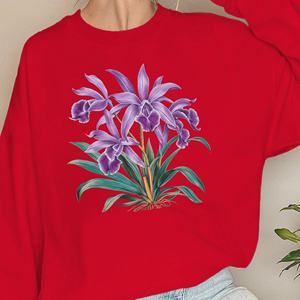 Sudaderas Casuales de Punto para Mujer con Diseño Vintage de Orquídeas - Product Image 2