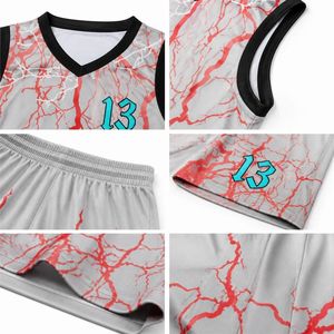 ชุดยูนิฟอร์มบาสเก็ตบอลลายสายฟ้าแบบกำหนดเองสำหรับผู้ชาย เสื้อเจอร์ซีย์ตาข่ายแบบซับลิเมชั่น กางเกงขาสั้น ชุดกีฬาสำหรับทีม ชุดอุปกรณ์สำหรับการแข่งขัน ขายส่งแบบ OEM ระดับมืออาชีพ - Product Image 6