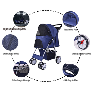 Cochecito plegable para mascotas con cesta de almacenamiento de toldo resistente a los rayos UV y sistema de plegado rápido para uso en viajes, 1 unidad - Product Image 3