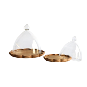 Hot Selling Modern Single Plate Wedding <b>Cake</b> <b>Stand</b> With <b>Glass</b> Dome Custom Logo Black Color Wood Fruit & Dessert Display <b>Stand</b> - Product Image 4