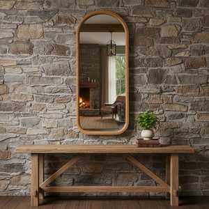 Modern Pill Shape Solid Wood <b>Wall</b> <b>Mirror</b> Oval Capsule Natural Timber Frame Bathroom Vanity <b>Mirror</b> Elegant Home Decor Artwork HDs - Product Image 4