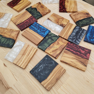 Unique Design Easy <b>Cleaning</b> & No Stains Epoxy Resin Pattern <b>Wood</b> Coaster <b>Set</b> for Drinks for Water Resistance By FWE - Product Image 3