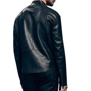 Men's Casual Leather <b>Jacket</b> Single Locomotive Collar Thin Short Stand Zipper Closure-<b>Cooling</b> Functional <b>jacket</b> for men - Product Image 3