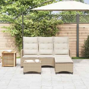Grand ensemble de canapés de jardin en rotin PE beige avec structure en acier thermolaqué – Mobilier d'extérieur haut de gamme - Product Image 3