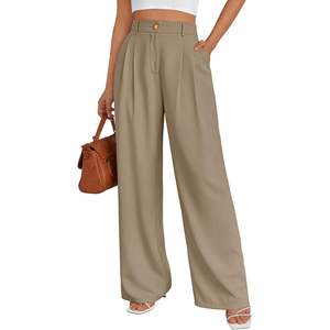 Pantalones de Vestir Profesionales para Mujer, Pantalones de Pierna Recta, Cintura Alta, Bolsillos Laterales, Pantalones de Vestir Largos para Mujer, Formales de Oficina - Product Image 1