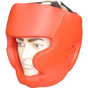 Casque de boxe de sécurité sur mesure en PU, respirant et réglable, avec fermeture auto-agrippante supérieure en tissu rouge et aérations - Product Image 6