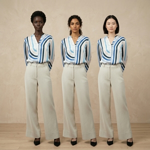 เสื้อเชิ้ต<span class=keywords><strong>ผู้หญิง</strong></span>คอวีแขนยาวลายทางสไตล์โมเดิร์นสำหรับชุดลำลองทางธุรกิจหรือชุดไปชมงานศิลปะ - มีสไตล์และใช้งานได้หลากหลาย - Product Image 4