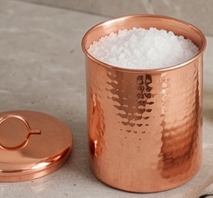 Recipiente grande de aluminio martillado con acabado en cobre para una organización elegante en la cocina, uso en la mesa y almacenamiento. - Product Image 2
