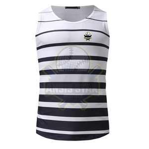 Camiseta sin mangas a rayas para hombre ANSIS STAR, cuello redondo, tejido transpirable, informal, con estampado por sublimación - Product Image 3
