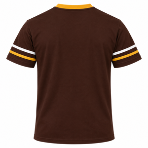 Maillot de Fraternité Iota Phi Theta pour Homme, Col en V, Manches Courtes, Marron Doré, Logo Lettres Grecques Brodé, Anti-Plis, 100% Coton - Product Image 4