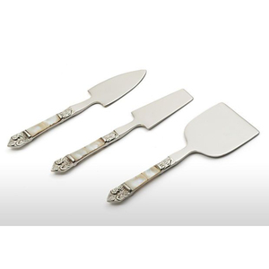 Ensemble de couteaux à fromage de luxe faits à la main avec manche en nacre, plaqué or rose, acier inoxydable, 3 pièces, ustensiles gastronomiques pour charcuterie - Product Image 2