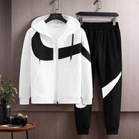 Conjunto de Chándal de Dos Piezas para Hombre, Económico, Invernal, Vintage, con Capucha, Estampado, Transpirable, Ecológico, Resistente al Viento, de Forro Polar Grueso