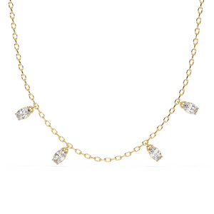 Luxury Handcrafted 10k 14k 18k Yellow Gold Oval Cut Diamond Jewellery Dangle <b>Necklace</b> Multiple Shimmering Lab Grown Diamond - Product Image 1