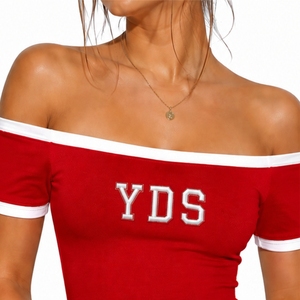 Crop top personnalisé pour femme, tissu premium doux, respirant et léger, logo brodé YDS, style preppy, manches courtes pour femme - Product Image 4