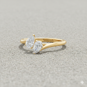 Stonewels Toi et Moi การตั้งค่าเพชรรูปลูกแพร์ที่ปลูกในห้องทดลองสำหรับการรับรองแหวนลูกแพร์สีทองจูบ - Product Image 4