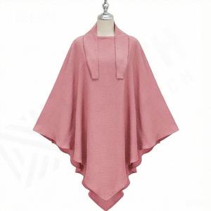Precio de Fábrica al por Mayor, Tela de Poliéster Crepé de Color Personalizado, Hijab Khimar de Una Capa para Mujeres Musulmanas, Suave y Transpirable para Oración del Eid - Product Image 3