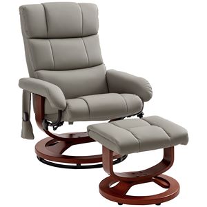 Swivel Recliner Chair with Ottoman 10 <b>Vibrating</b> Massage Faux Leather Reclining Chair <b>Remote</b> Control Premium Comfort Relaxation - Product Image 1