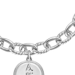 Bracelet à maillons argenté avec accent rose et pendentif circulaire, élégant accessoire de bijouterie pour femme, idéal pour mariage et soirée - Product Image 3