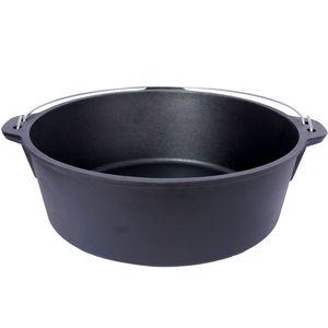 Pentola in ghisa pretrattata con coperchio a padella, ideale per campeggio, cottura a caminetto, barbecue e focolare. - Product Image 6