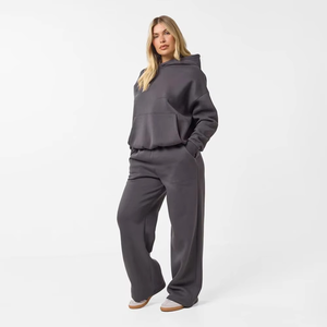 Loose Fit Women Tracksuit Set Cotton Blend Fleece Long Sleeve <b>Sweatshirt</b> and Joggers Home and Street Style Outfit - Product Image 2