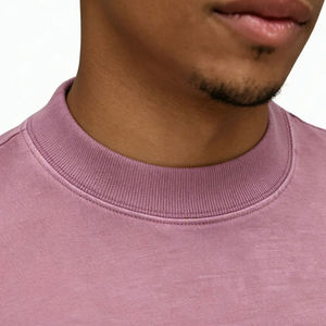 Camiseta de Manga Corta para Hombre, Color Rosa, Cuello Redondo, Corte Holgado, Estilo Casual, Color Sólido, Tejido de Jersey de Algodón/Fibra de Bambú, Tinte Liso, Ropa Urbana - Product Image 5