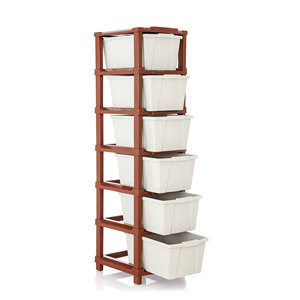 Meuble de rangement moderne et durable à 6 tiroirs pour vêtements, étagère autoportante en plastique pour salon - Product Image 1