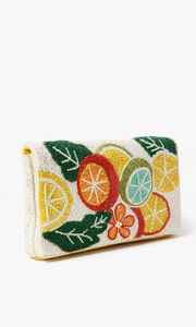 Bolso de mano de Tyvek hecho a mano con cuentas, diseño de cítricos, bordado de lujo, moderno, para fiesta, con correa de cadena, de alta calidad, grande - Product Image 3