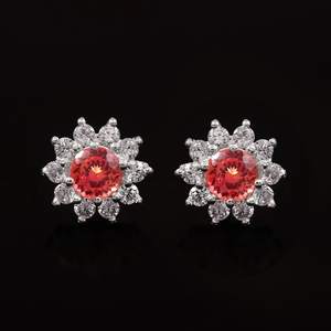 Pendientes de Zafiro Padparadscha, Plata de Ley 925, Gema de Ceilán, Joyería para Compromiso, Regalo para Mujer - Product Image 1
