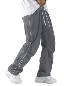 Pantalones anchos holgados para hombre con pliegues en la rodilla, cintura elástica, de secado rápido, tipo paracaídas, OEM, personalizados, al por mayor - Product Image 1