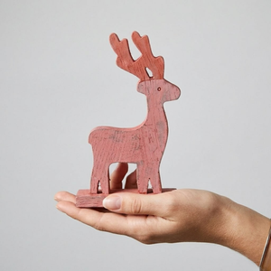 Decoración Navideña de Ciervo de Madera |   Figura de Reno Rústica |   Adorno Navideño para Mesa |   Decoración Festiva para Fiestas en Casa, Regalo - Product Image 3