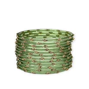 Elegantes Brazaletes de Cristal Kashmiri Verde Oliva con Diseño de Gota de Lluvia, Adornados con Piedras Doradas, Modernos, Transparentes, para Boda, Juego de Brazaletes para Exportación - Product Image 2