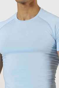 Camiseta Deportiva de Compresión para Hombre, Corte Ajustado, Cuello Redondo, Manga Corta, Color Sólido, Transpirable, Spandex/Poliéster, 220 Gramos, Top de Entrenamiento - Product Image 2