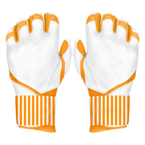 Guantes deportivos transpirables de color blanco y naranja, de poliéster a rayas, con longitud hasta la muñeca y dedos completos - Product Image 1