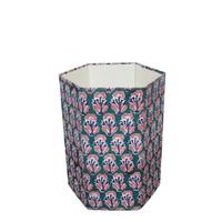 Panier à papier hexagonal fait main, écologique, à couvercle roulant ouvert, motif géométrique, décoratif pour bureau