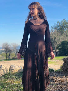 Vestido Boho de Manga Larga con Encaje de Algodón, Vestido Élfico Fluido para Festivales y Verano, Vestido Cómodo para Mujer - Product Image 3