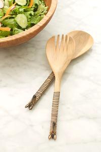 Ensemble de 2 cuillères à salade en bois d'acacia, design écologique, ustensiles en bois pour servir la salade, à prix abordable - Product Image 5